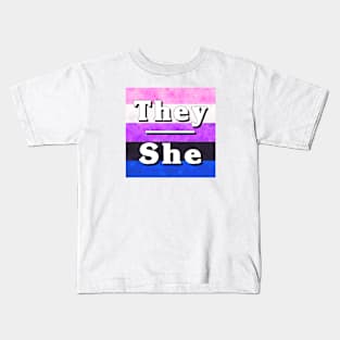 They-She Pronouns: Genderfluid Kids T-Shirt